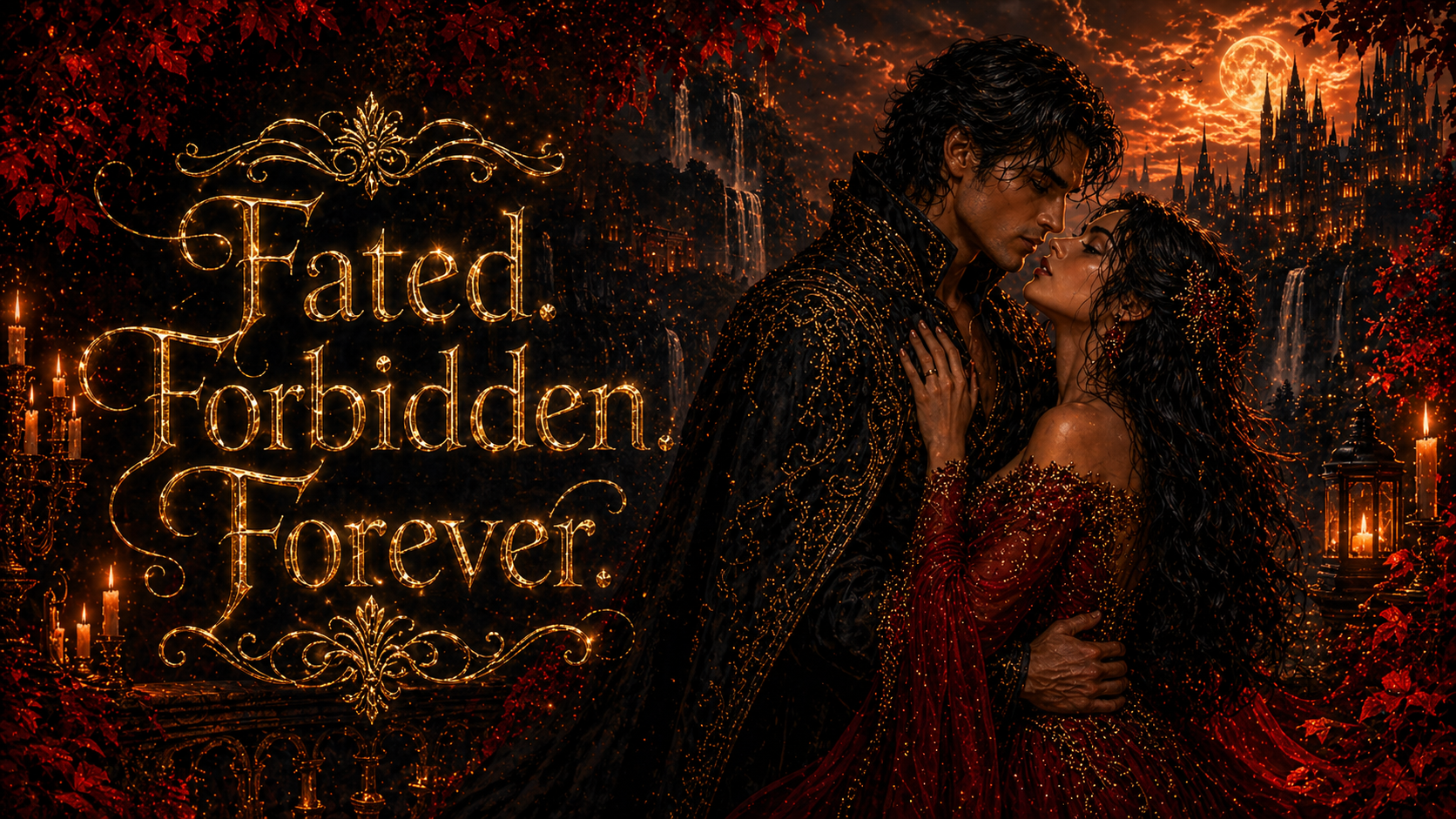 Fated. Forbidden. Forever. artwork with Elara and Lysander